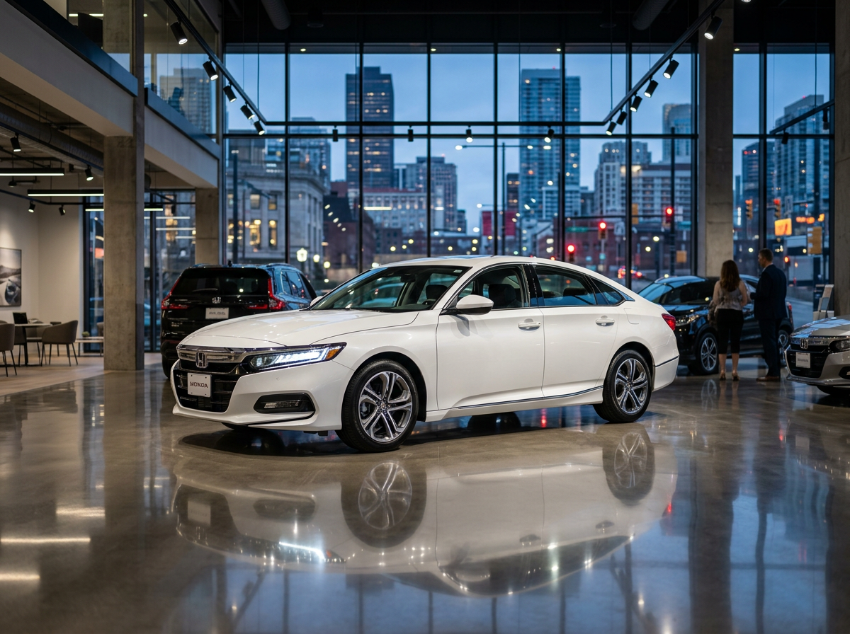 Honda sedan in showroom